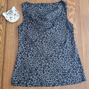 Ann Taylor Sleeveless Top, Size 0, gray/black animal print